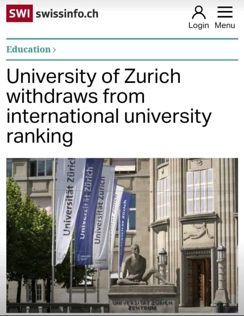 University of Zurich’s Bold Stand Against Academic Rankings